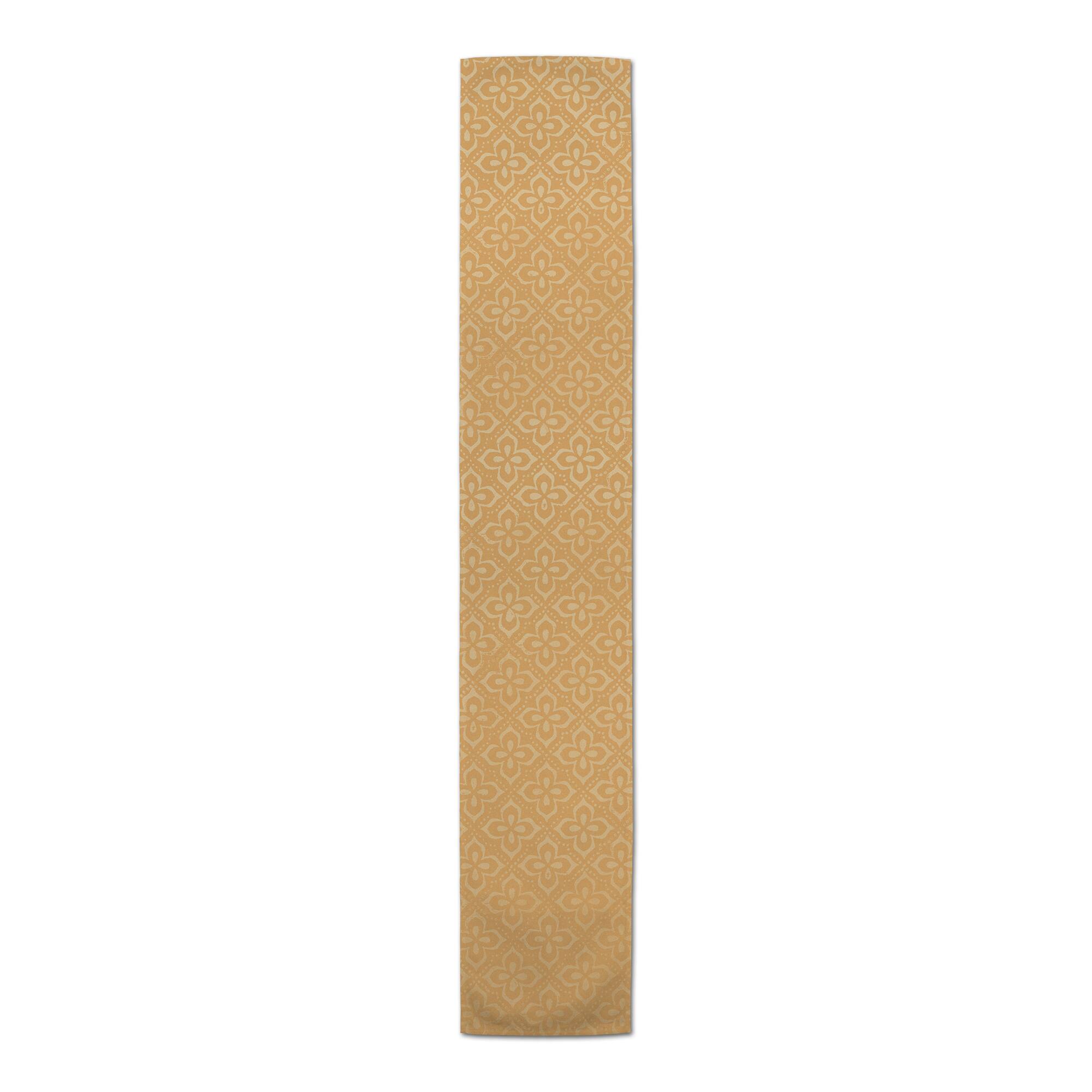 90" Yellow Medallion Pattern Cotton Twill Runner
